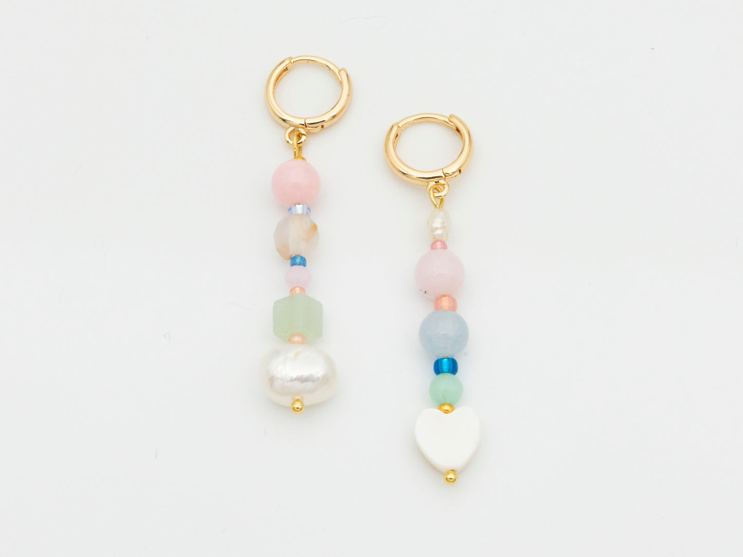 Hearts and Pearls Mismatched Earrings